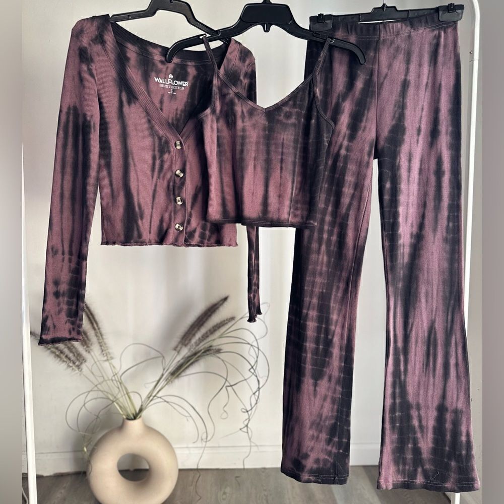 3-Piece Co-Ord Cotton Set Wallflower Cami Cardigan Pants